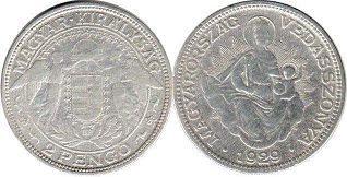 coin Hungary 2 pengo 1929