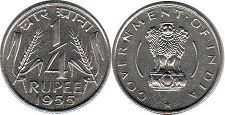 coin India 1/4 rupee 1955