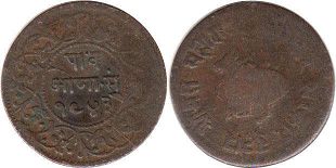 coin Indore 1/4 anna 1886