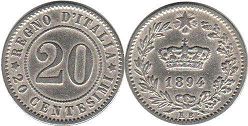 moneta Italy 20 centesimi 1894