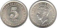 coin Malaya 5 cents 1945