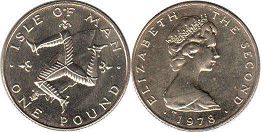coin Isle of Man 1 pound 1978