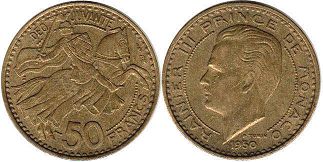 coin Monaco 50 francs 1950