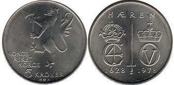 mynt Norge 5 kroner 1978