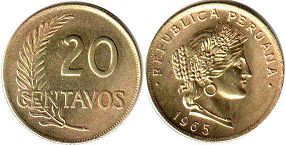 coin Peru 20 centavos 1965