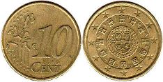 Münze Portugal 10 Euro Cent 2002