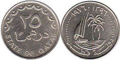 coin Qatar 25 dirhams 1976