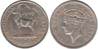 coin Rhodesia 2 shillings 1949