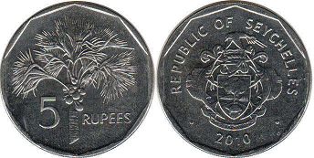 coin Seychelles 5 rupees 2010
