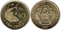 coin Seychelles 10 cents 2007
