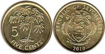 coin Seychelles 5 cents 2010