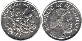 coin Seychelles 50 cents 1976