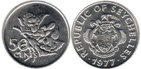 coin Seychelles 50 cents 1977