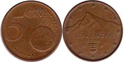 mince Slovensko 5 euro cent 2009
