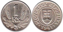 mince Slovensko 1 koruna 1941