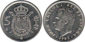 monnaie Espagne 5 pesetas 1983