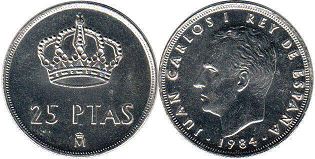 moneda España 25 pesetas 1984