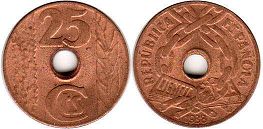 coin Spain 25 centimos 1938