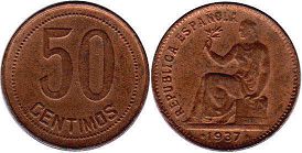 moneda España 50 centimos 1937