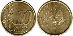 mynt Spanien 10 euro cent 2010