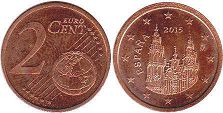mynt Spanien 2 euro cent 2015