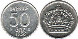 coin Sweden 50 ore 1956