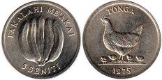 coin Tonga 5 seniti 1975