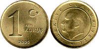 moneda Turkey 1 kurush 2005