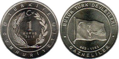 moneda Turquía 1 kurush 2015 Ghaznavids
