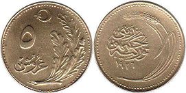 moneda Turkey 5 kurush 1926