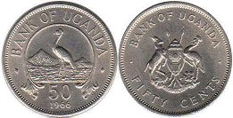 coin Uganda 50 cents 1966