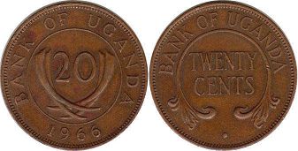 coin Uganda Uganda 20 cents 1966