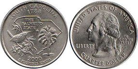 moneda Estados Unidos 1/4 dólar 2000 South Carolina