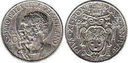 moneta Vatican 20 centesimi 1933-34 
