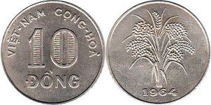 coin South Viet Nam 10 dong 1964