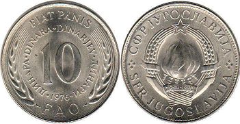 coin Yugoslavia 10 dinara 1976