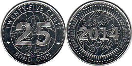 coin Zimbabwe 25 cents 2014