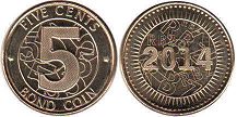coin Zimbabwe 5 cents 2014