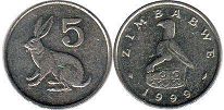 coin Zimbabwe 5 cents 1999