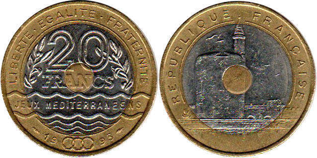 FRANCE FRANÇAIS 20 francs 1994 COUBERTIN etat 