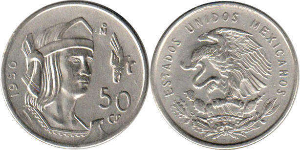 Mexican coin 50 centavos 1950