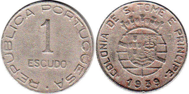St Thomas & Prince 1951 10 Escudos Silver Coin KM #14 Choice-Gem BU 
