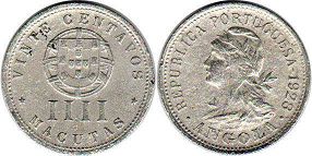 coin Angola IIII macutas Vinte centavos 1928