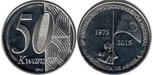 coin Angola 50 kwanzas 1975 2015 40 ANIVERSARIO DA INDEPENDENCIA NACIONAL