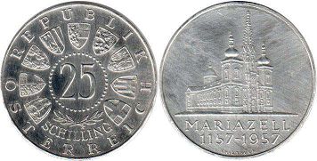 coin Austria 25 schilling 1957