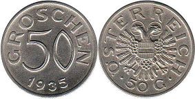 Münze Österreich 50 Groschen 1935