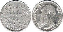 coin Belgium 50 centimes 1909