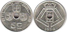 pièce Belgique 5 centimes 1938