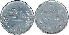 coin Belgium 2 francs 1944