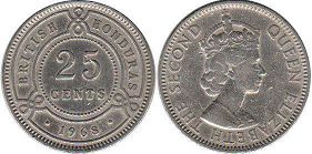 coin British Honduras 25 cents 1968